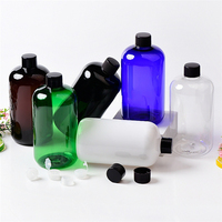 IBELONG Botellas de PET de 500 ml, Cortas y Gruesas, en Azul, Blanco, Ámbar, Transparente, Negro y Verde, para Lociones y Aceites Cosméticos, con Tapa de Rosca, de Fabricación Propia