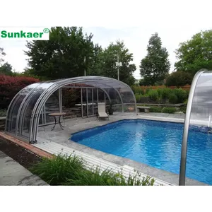 Supplier direct Popular Garden Lowes Design selling pool enclosure waterproof rigid swimming pool cover Pool Sunroom