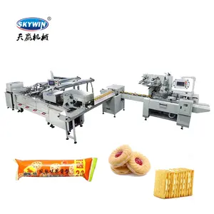 Automatic double lane commercial sandwich biscuit production line bakery equipment on edge sealing machine for biscuit factory