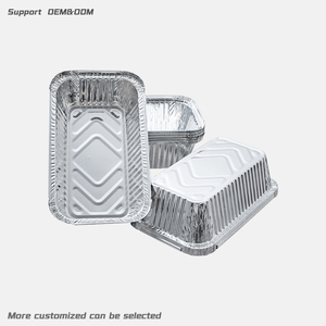 Contenants en <span class=keywords><strong>aluminium</strong></span> de haute qualité, écologiques, pour plats à emporter, avec couvercle en plastique PP, hermétiques, de qualité alimentaire, en forme de plateau rectangulaire - Product Image 1