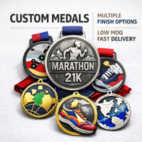 Médaille commémorative personnalisée en alliage de zinc de qualité supérieure avec logo sur mesure, faible MOQ, pour événements sportifs et courses de demi-marathon de 21 km