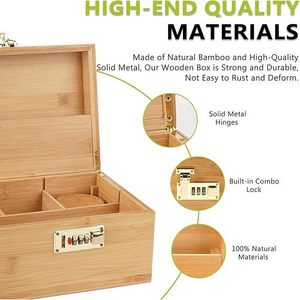 Wooden Storage <b>Box</b> With Combination <b>Lock</b> Rectangular Layered Design For Home Outdoor Use Decorative Gift <b>Box</b> - Product Image 3