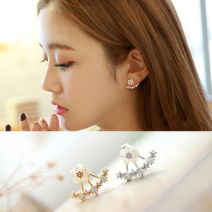 Version coréenne de Simple cristal petit <span class=keywords><strong>Zou</strong></span> Ju fleur boucles d'oreilles dos suspendus bijoux boucles d'oreilles femmes - Product Image 3