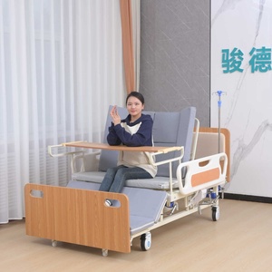 Lit d'hôpital manuel <span class=keywords><strong>anti</strong></span>-escarres avec tête de lit en bois, barrière pliable pleine longueur et <span class=keywords><strong>matelas</strong></span> de rotation pour personnes âgées et soins à domicile - Product Image 3