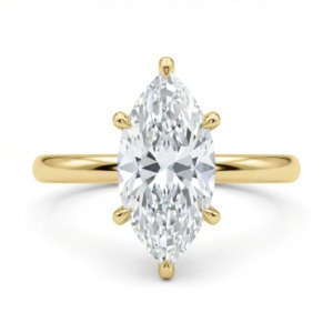 Anello di <span class=keywords><strong>Fidanzamento</strong></span> con <span class=keywords><strong>Diamante</strong></span> Sintetico Taglio Marquise HPHT per Donne, Placcato in Oro 14k, Certificato IGI, Gioielleria Fine - Product Image 1