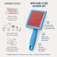 Ensemble de brosses démêlantes pour animaux de compagnie, 3 tailles, picots métalliques denses, pointes protectrices blanches pour le toilettage des chiens, chats et chevaux, élimination des poils et démêlage