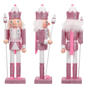 Décoration de Noël en bois <span class=keywords><strong>rose</strong></span> de 12 pouces, figurine de <span class=keywords><strong>soldat</strong></span> en bois de noyer, ornement de bureau, décoration de vacances - Product Image 4