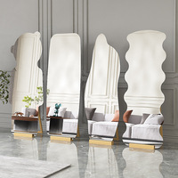 Miroir sur pied personnalisé de forme spéciale, style nuage irrégulier, pour chambre de fille, style INS, miroir ondulé pleine longueur
