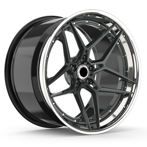Rines Forjados Personalizados de 2 Piezas para Mustang GT <span class=keywords><strong>Shelby</strong></span> GT500 de 18 19 20 21 22 Pulgadas, Cóncavos Profundos, 6061-T6, Acabado Negro Brillante D002 - Product Image 1