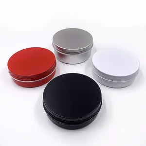 wholesale price 2oz round cosmetic cream candy spice pill mint small black metal mini tin Box with screw lid jar aluminum can