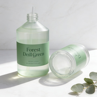 Botol Kaca Pompa Sabun Cair 16 Oz Besar 500ml, Kosong, Hijau, Model Bahu Miring Bulat, untuk Sampo, Gel, Lotion