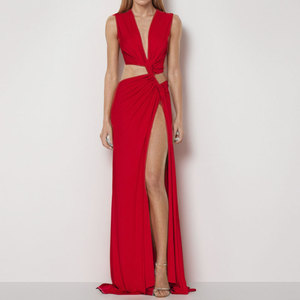 <span class=keywords><strong>Abito</strong></span> <span class=keywords><strong>lungo</strong></span> midi sexy <span class=keywords><strong>con</strong></span> scollo a V <span class=keywords><strong>profondo</strong></span> e cut-out in vita, <span class=keywords><strong>spacco</strong></span> sulla coscia, colore puro, elegante, per le vacanze, da donna, MOQ 1 - Product Image 4