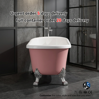 Baignoire ovale moderne de luxe autoportante en acrylique rose avec pieds en forme de griffes, pour bain à remous, idéale pour appartement, chambre, hôtel, villa, écologique