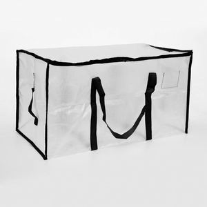 Clear Extra Large Heavy-Duty PP Woven Storage <b>Bags</b> <b>Foldable</b> Reusable with Backpack Straps Moving Promotional Shopping Solution - Product Image 2