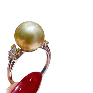 Nouvelle bague en or 925 avec perle naturelle de couleur reine, 12-11 mm, ronde, presque parfaite, ouverture pour les amateurs de perles - Product Image 5