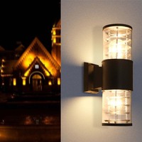 Lampu Dinding LED Aluminium dengan Diffuser Kaca Tempered E27 Tahan Air IP65 untuk Kamar Tidur Kantor Koridor AC85-265V 3000K 4000K 6500K