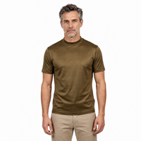Livraison Rapide Faible MOQ T-shirts Homme en Coton Mercerisé Tricoté 200 Grammes Coupe Oversize Épaules Tombantes Coupe Classique Grand Stock