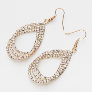 Boucles d'oreilles tendance transfrontalières en strass avec chaîne à griffes, pour femmes, pour scène et soirée, motif goutte d'eau, plaqué argent antique - Product Image 3