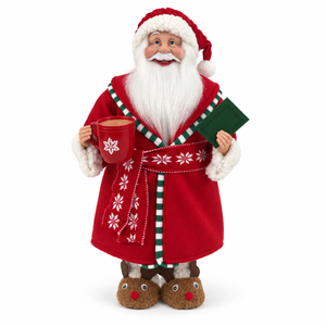 Decoración Navideña de Santa Claus de 45 cm con Taza, Libro y Pantuflas de Reno - Product Image 1