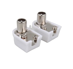 Adaptateur coaxial RF pour <span class=keywords><strong>antenne</strong></span> <span class=keywords><strong>TV</strong></span>, connecteur mâle 9,5 mm, style L, connecté et séparable, revêtement blanc en PVC - Product Image 3