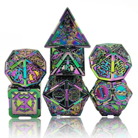 Dés en métal polyédriques avec logo personnalisé, en alliage de zinc coloré, lot de 7, pour jeux de rôle Dungeons and Dragons et jeux de table RPG