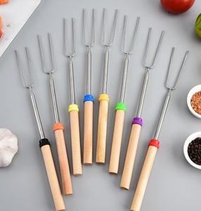 Telescoping thịt nướng ngã ba thép không gỉ kim loại đôi xiên rang thanh smores xiên cho Hot Dog BBQ dã ngoại cắm trại - Product Image 6