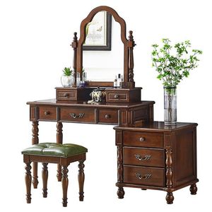 Toletta americana con cassettone angolare estensibile tutti in legno massello MDF per uso camera da letto - Product Image 3