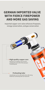 Briquet à jet de butane, flamme réglable, rechargeable au gaz, allumage électronique en plastique, autonomie de la batterie de 24 heures, torche de cuisine pour cuisinière - Product Image 2