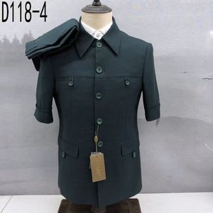 Collo alto GreenTunic <span class=keywords><strong>scuro</strong></span> abito da <span class=keywords><strong>uomo</strong></span> Slim Fit quattro tasche Business 2 pezzi cinque bottoni smoking <span class=keywords><strong>uomo</strong></span> Wedding Men abiti D118 - Product Image 5