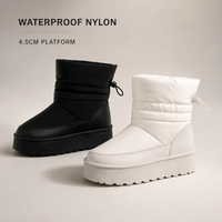 Bottes d'hiver personnalisables avec logo de marque, bottes de neige imperméables en nylon haute densité, mi-montantes, vente en gros, chaussures pour femmes à semelle épaisse
