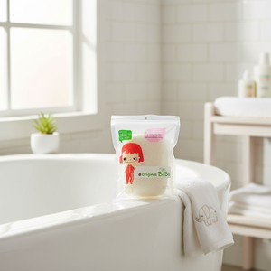Éponge nettoyante pure en konjac pour bébé Mamababa Original, exfoliante, douce pour la peau, motif triangulaire, style sac, 55g, fabriquée en Corée - Product Image 3