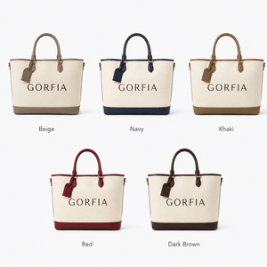 Bolsa de Mano de Lona para Mujer, con Ribete de Cuero PU, Gran Capacidad, Bolso de Hombro Casual para Trabajo y Compras, Logotipo Personalizado, Venta al Por Mayor - Product Image 6