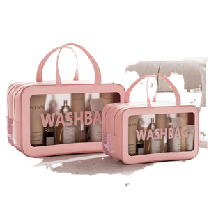 Bolsas de Maquillaje Cosméticas Personalizadas de PU PVC Transparente, Grandes y Biodegradables, con Cierre Hermético, Impresión de Logotipo, Estilo Moderno, para Viaje - Product Image 5