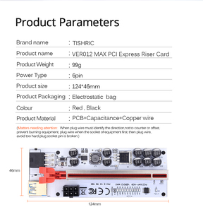Tishric GPU pcie/ <span class=keywords><strong>PCI</strong></span>-E Riser VER012 Max PLUS Card <span class=keywords><strong>PCI</strong></span> E <span class=keywords><strong>X16</strong></span> <span class=keywords><strong>PCI</strong></span> <span class=keywords><strong>Express</strong></span> 6Pin TO SATA 1X 16X USB3.0 <span class=keywords><strong>Extender</strong></span> LED - Product Image 5