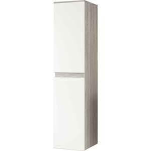 Columna de baño suspendida de EVA blanca brillante en accesorios interiores de roble ahumado - Product Image 1