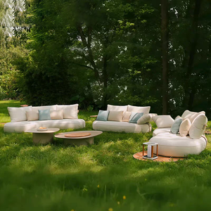 Meubles de patio extérieurs modernes et contemporains pour hôtel, en teck et aluminium, ensembles de canapés de loisirs pour usage en jardin - Product Image 4