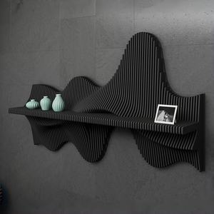 Étagère murale en bois ML-WD040, forme ondulée sculpturale, pour salon, bureau, hôtel, décoration artistique - Product Image 5