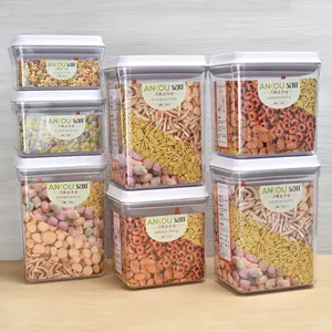 Airtight Food Storage Container Black Lids Set 7 Piece Durable Plastic BPA Free Clear Box Jar