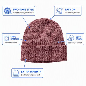 Gorro de punto unisex Columbia con estampado digital, color Common Rich Wine/Eraser Pink, 100% acrílico, talla única 56-58 cm - Product Image 4
