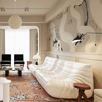 Papier peint abstrait moderne personnalisé, motif lignes et traçages neutres, art mural pour la maison et les espaces commerciaux, durable et non toxique