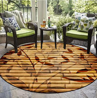 Tapis rond à motif de feuilles de Monstera tropicales vibrantes, lavable en machine, 100% polyester, pour une utilisation en intérieur et en extérieur