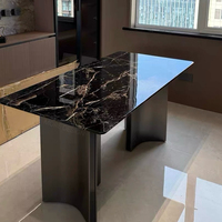 Nouvelle table à manger contemporaine haut de gamme pour la maison, le restaurant ou l'appartement, avec plateau en marbre