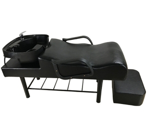 Lit de lavage de cheveux professionnel pour salon de coiffure avec bac en céramique - Product Image 1