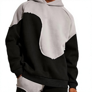 Chándal con Capucha para Hombre, Color Sólido, Bloques de Color, Manga Larga, Corte Regular, Estilo Pullover, Bolsillos Laterales, Ropa de Invierno, 100% Algodón - Product Image 4