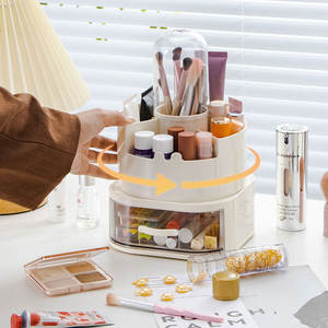 JF-A2333 Desktop Rotating Cosmetic Organizer With <b>Drawers</b> Multi Functional <b>Storage</b> <b>Box</b> For Makeup Tools And Skincare Products - Product Image 3