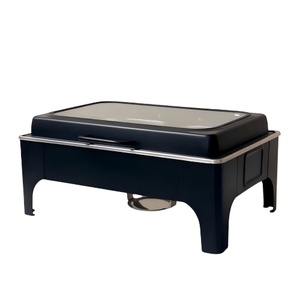 Liyunda 직사각형 커스터마이징 우드 그레인 식품 워머 케이터링 9L 스테인레스 스틸 채핑 접시 뷔페 세트 - Product Image 3