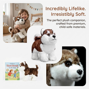 Peluche <span class=keywords><strong>de</strong></span> Perro <span class=keywords><strong>Husky</strong></span> <span class=keywords><strong>Siberiano</strong></span> Realista <span class=keywords><strong>de</strong></span> Alta Calidad, Color Marrón, <span class=keywords><strong>de</strong></span> Pie, Regalo Ideal para Niños, Cumpleaños, Navidad - Product Image 2
