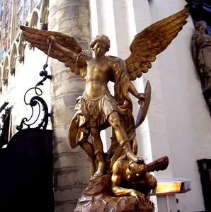 Estatuas de Ángel masculinas de San Miguel de bronce, escultura de Arcángel de pie al aire libre, Aartsengel