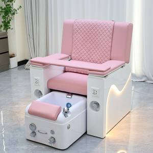 Chaise de manucure et pédicure rose de luxe avec lumière LED, chaise multifonctionnelle pour spa des pieds pour salon de beauté - Product Image 3