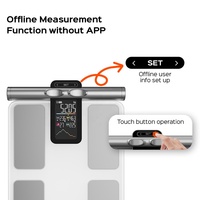 Pèse-personne intelligent TFT couleur avec mesure de la graisse corporelle et de l'IMC, capacité 180 kg, alimenté par batterie, compatible application pour la mesure du poids corporel dans la salle de bain